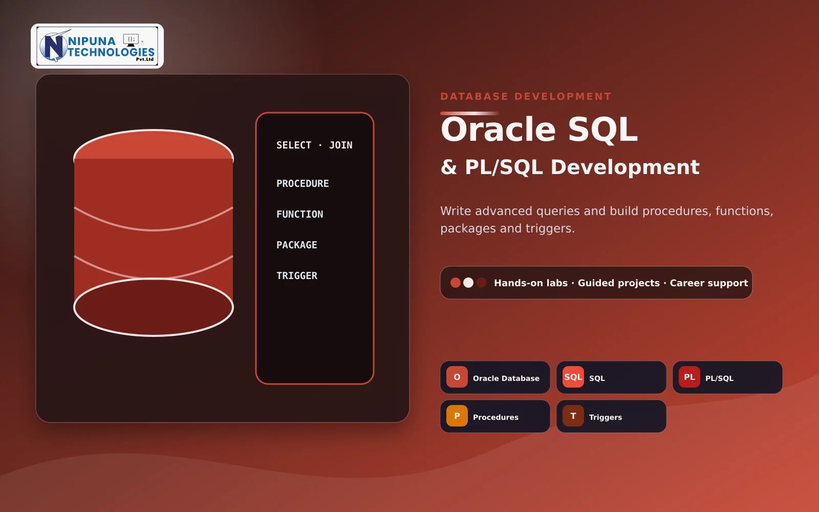 SQL & PL/SQL Course practical training visual with SQL, Oracle Database, Joins, Subqueries at Nipuna Technologies Vijayawada