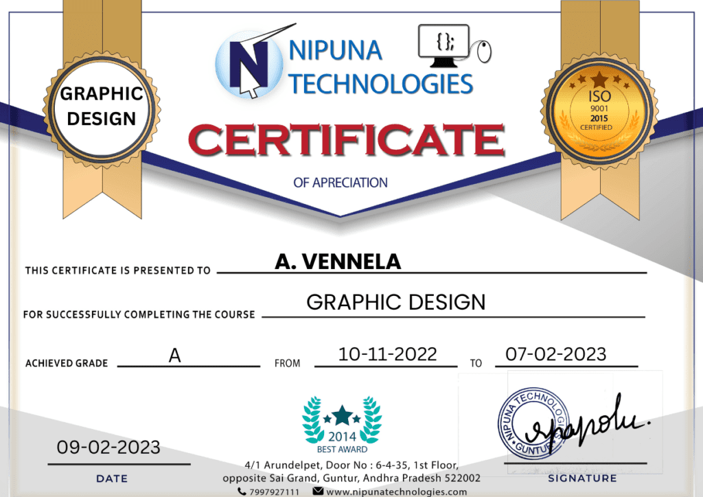 Graphic Design Course Certificate