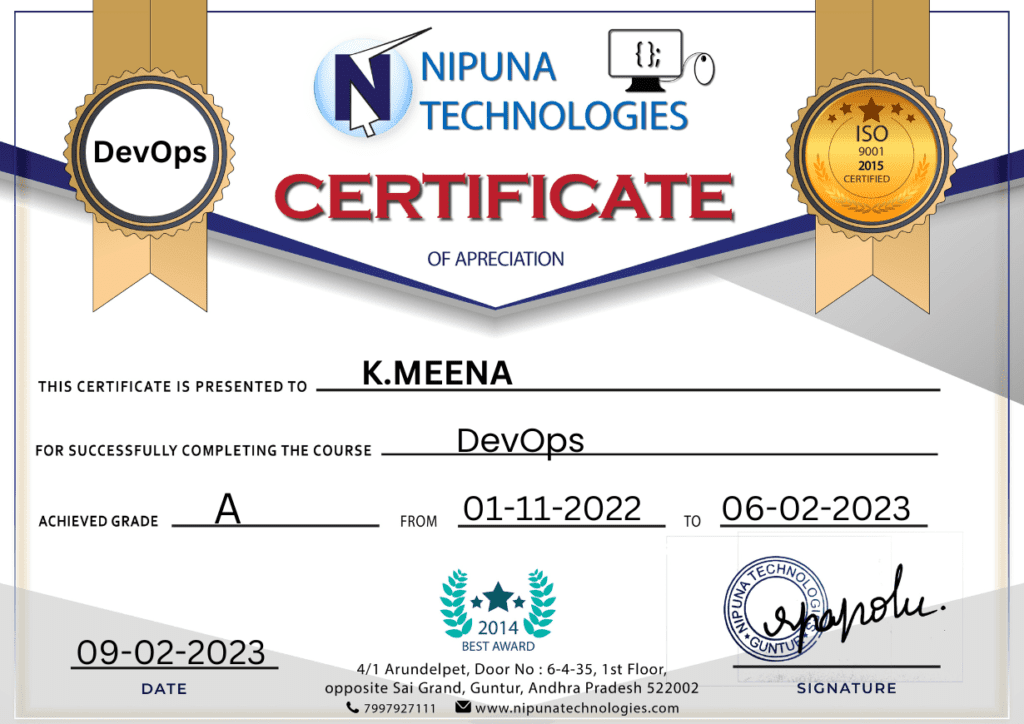 DevOps Course Certificate